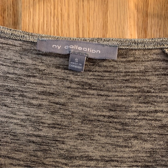 NY Collection Women’s Blouse Shirt Blouson Top S Small Gray Metallic Drape Neck - Picture 2 of 4